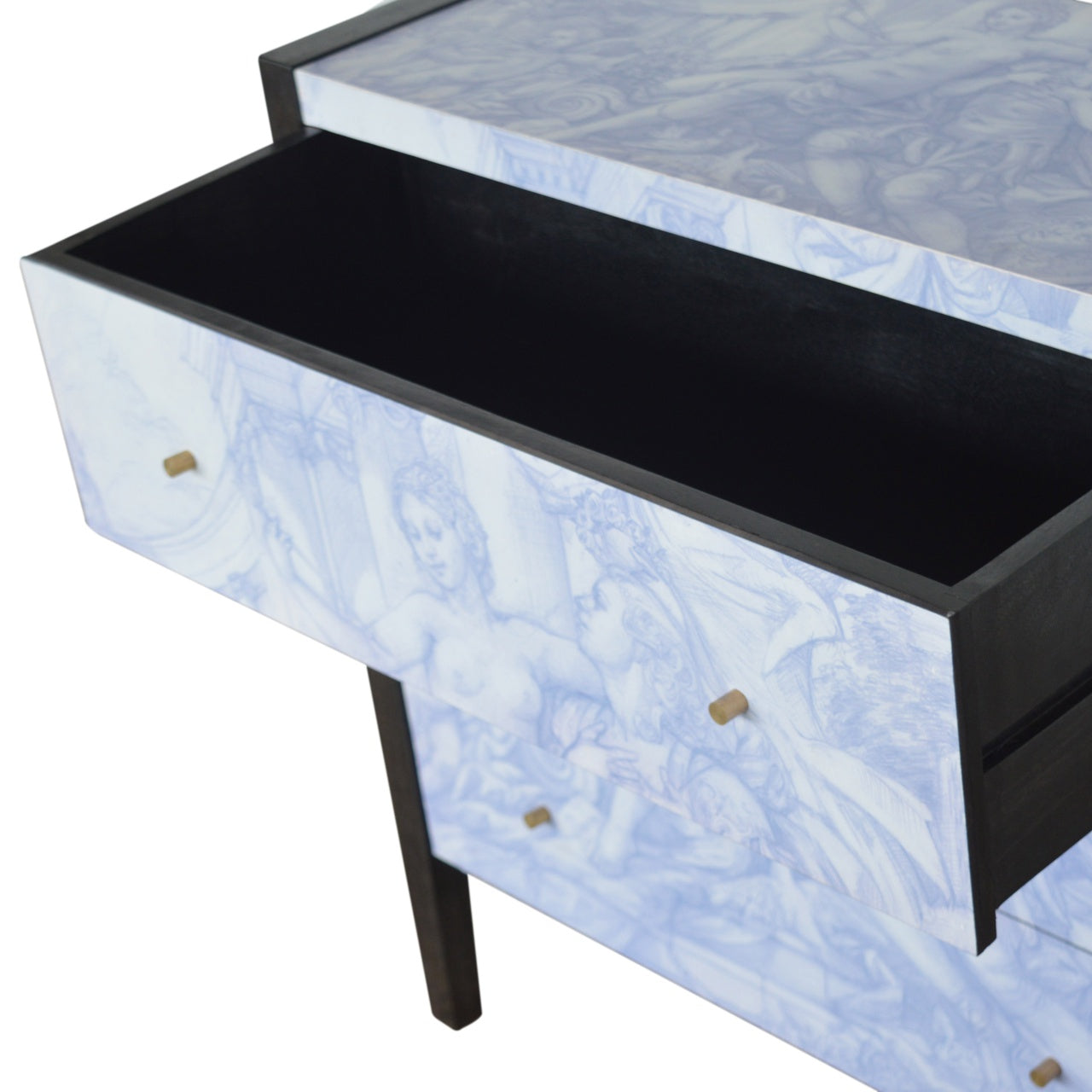 Three Drawer Mango Wood Ancient Greek Style Chest