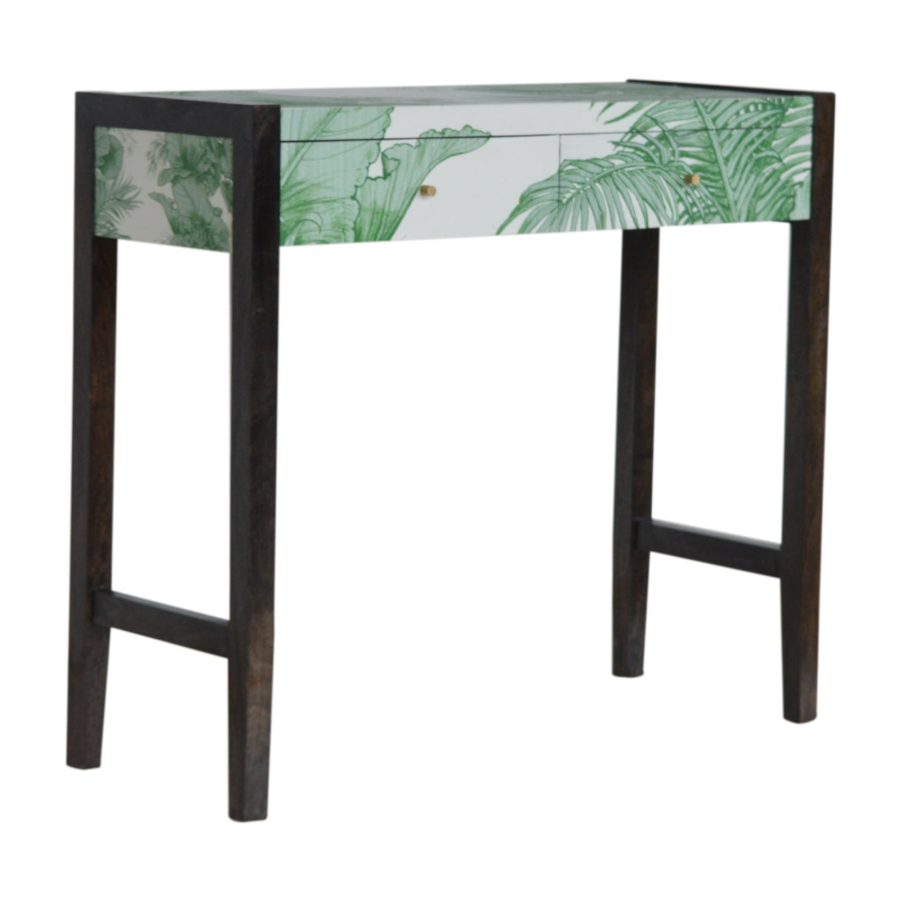 JUNGLE - Two Drawer Mango Wood Tropical Print Console Table