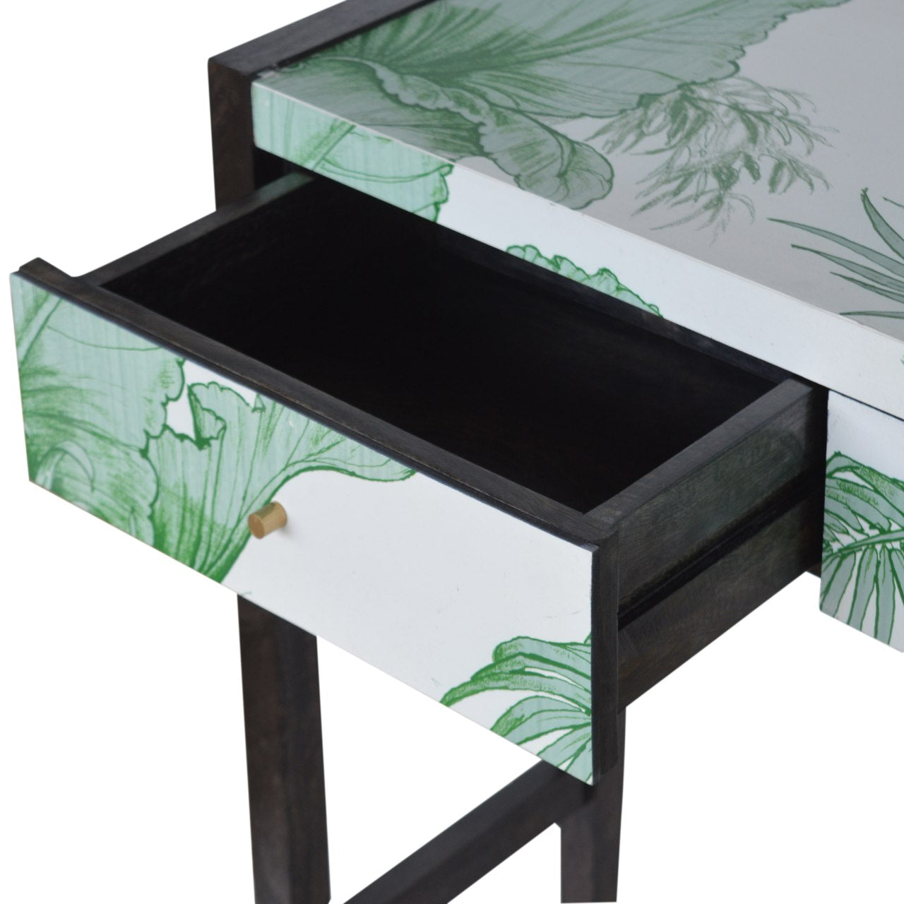 JUNGLE - Two Drawer Mango Wood Tropical Print Console Table