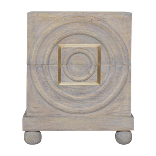 GOLDRUSH - Mango Wood Seductive Pale Stone Finish Bedside