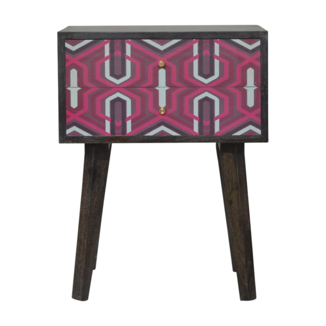 PINK AZTEC - Two Drawer Mango Wood Bedside