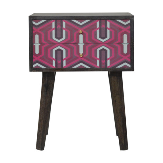 PINK AZTEC - Two Drawer Mango Wood Bedside