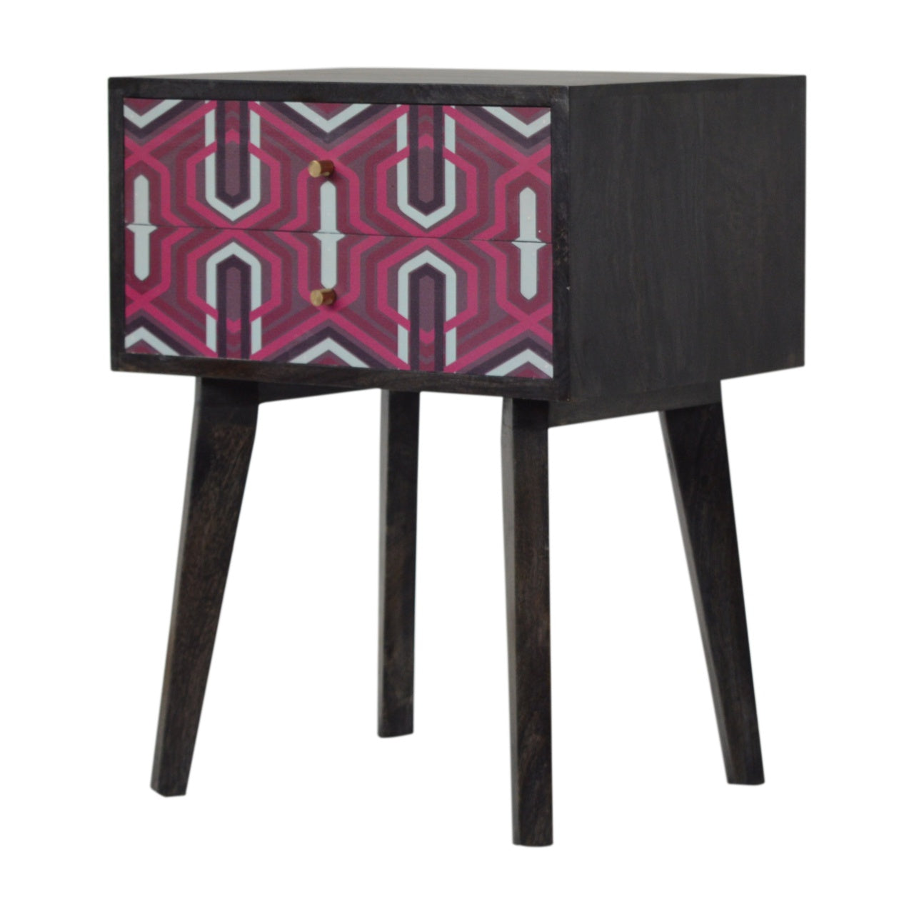 PINK AZTEC - Two Drawer Mango Wood Bedside