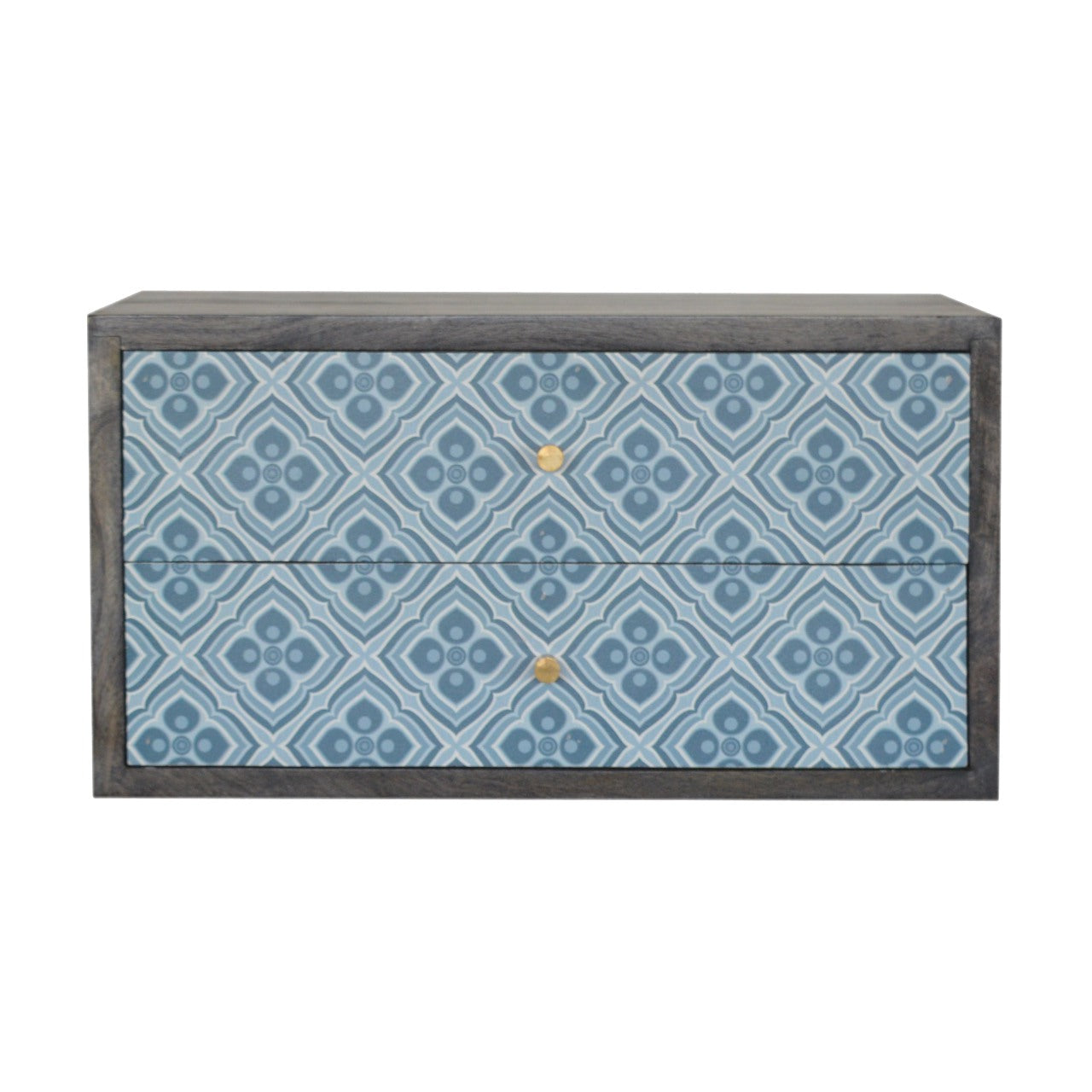 LOCKET - Two Drawer Mango Wood Wall Mounted Bedside