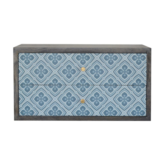 LOCKET - Two Drawer Mango Wood Wall Mounted Bedside