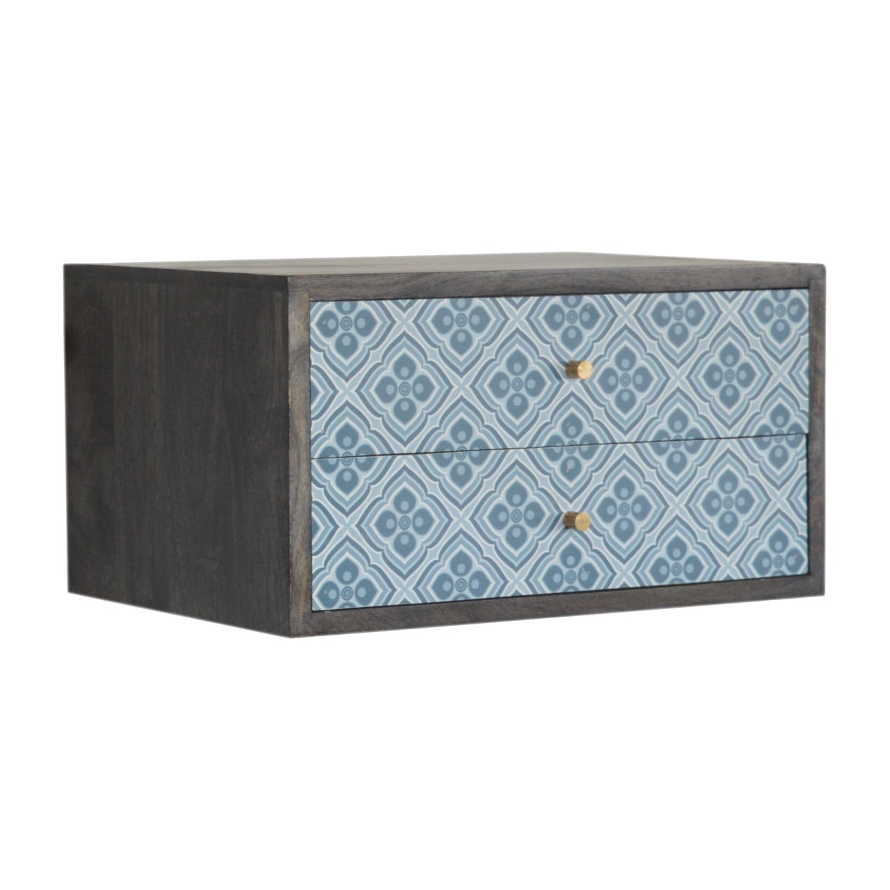 LOCKET - Two Drawer Mango Wood Wall Mounted Bedside