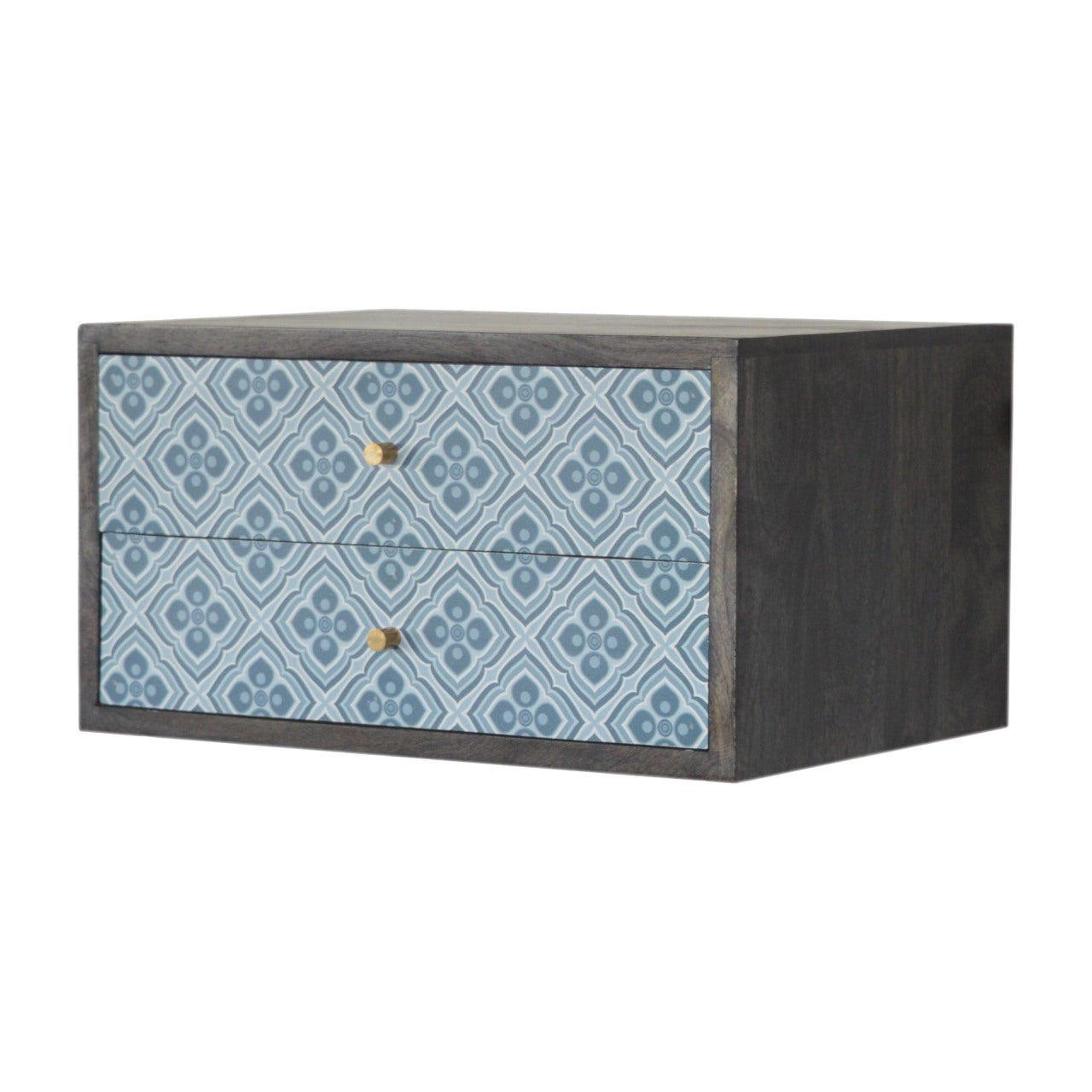 LOCKET - Two Drawer Mango Wood Wall Mounted Bedside