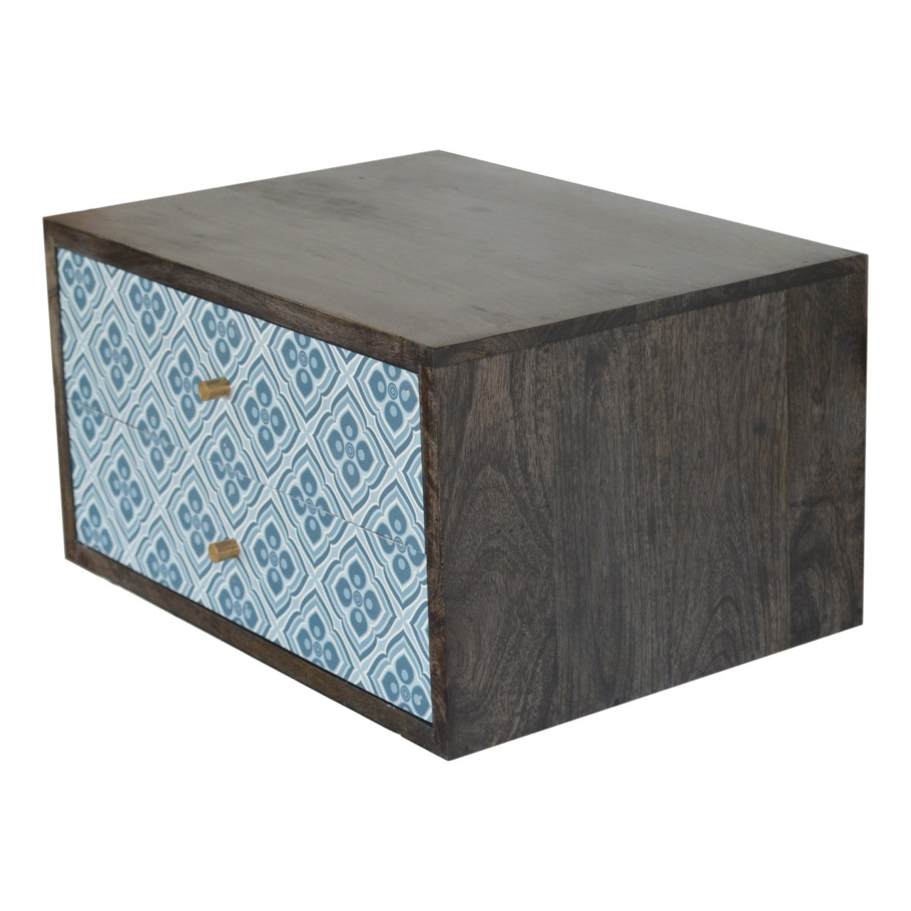 LOCKET - Two Drawer Mango Wood Wall Mounted Bedside