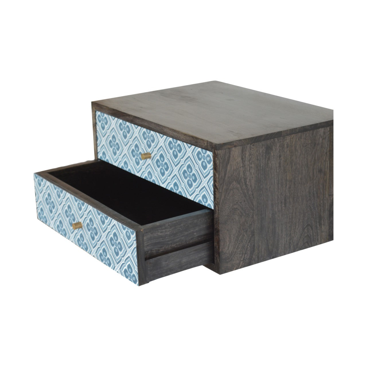 LOCKET - Two Drawer Mango Wood Wall Mounted Bedside