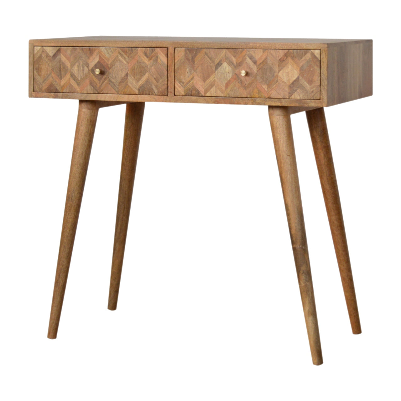 Two Drawer Assorted Oak-ish Console Table