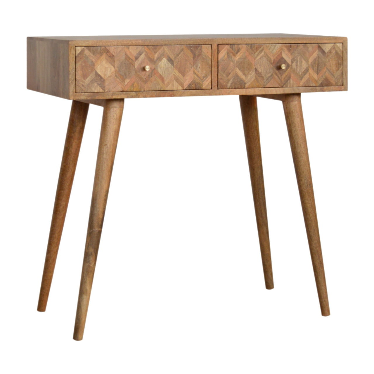 Two Drawer Assorted Oak-ish Console Table