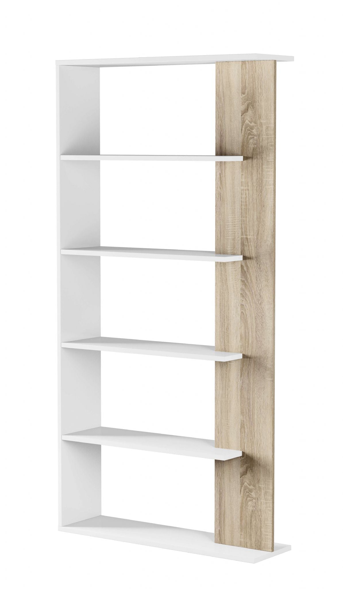 White and Oak Effect Open Back Bookcase