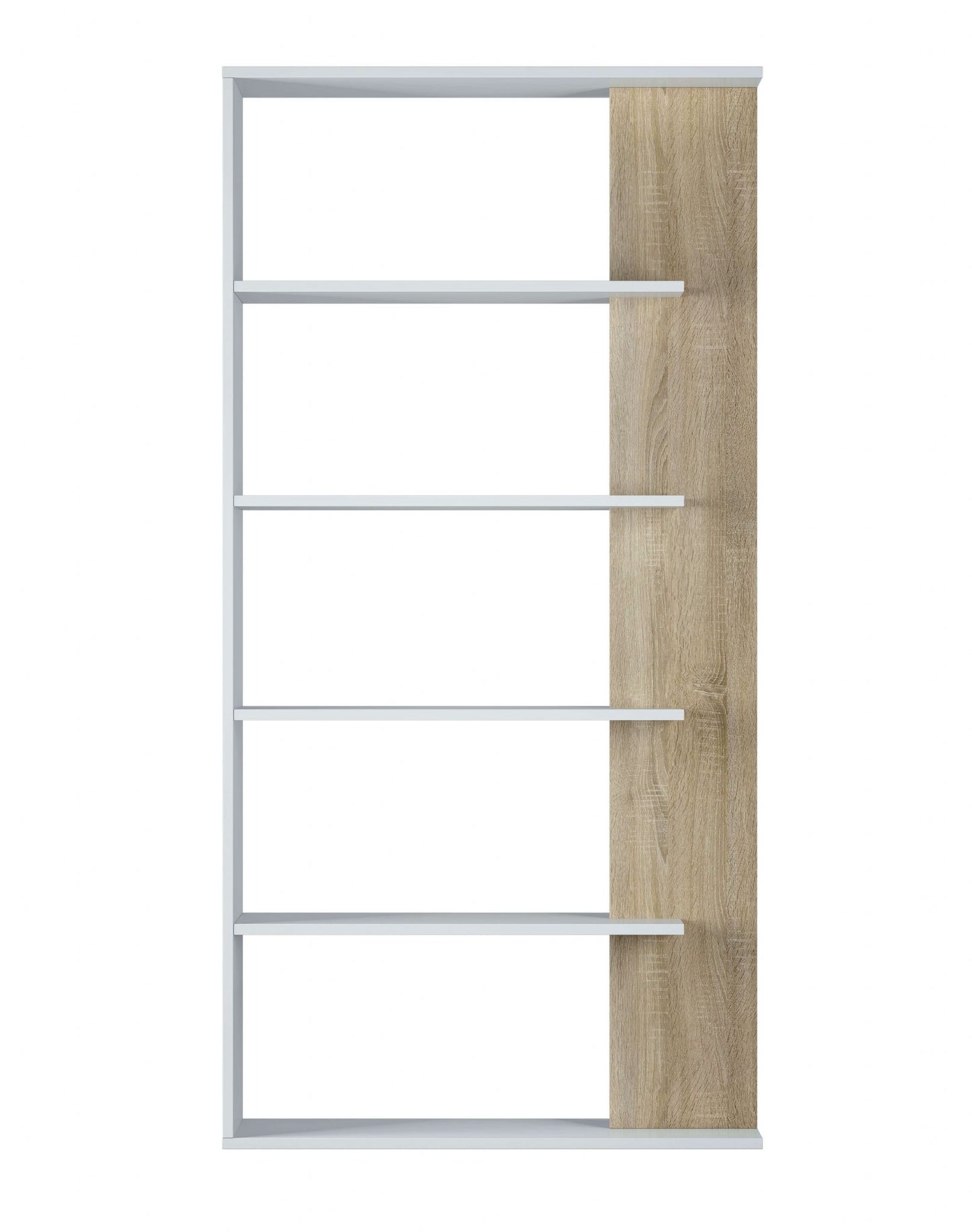 White and Oak Effect Open Back Bookcase