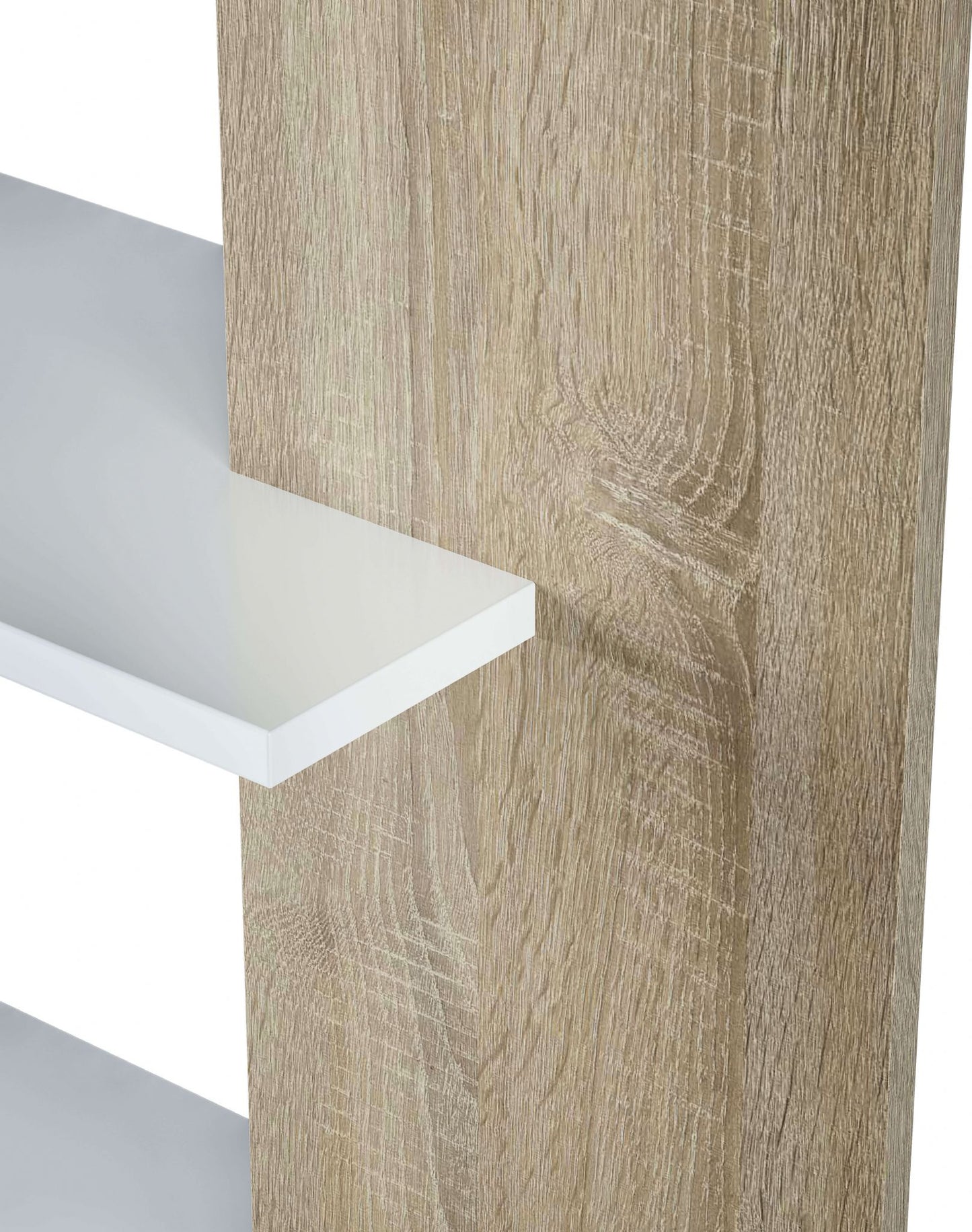 White and Oak Effect Open Back Bookcase