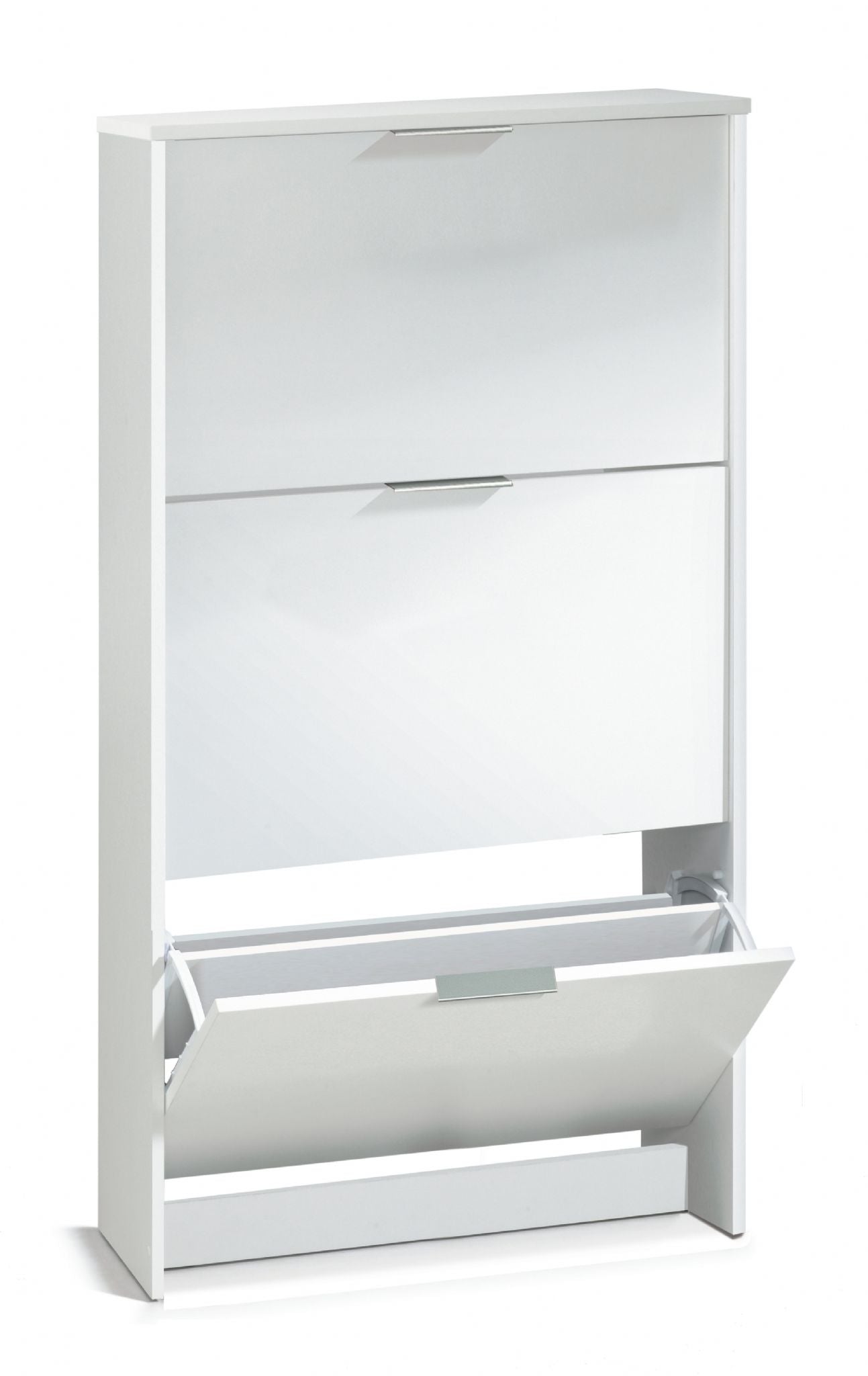 Matt White Three Drawer Shoe Cabinet