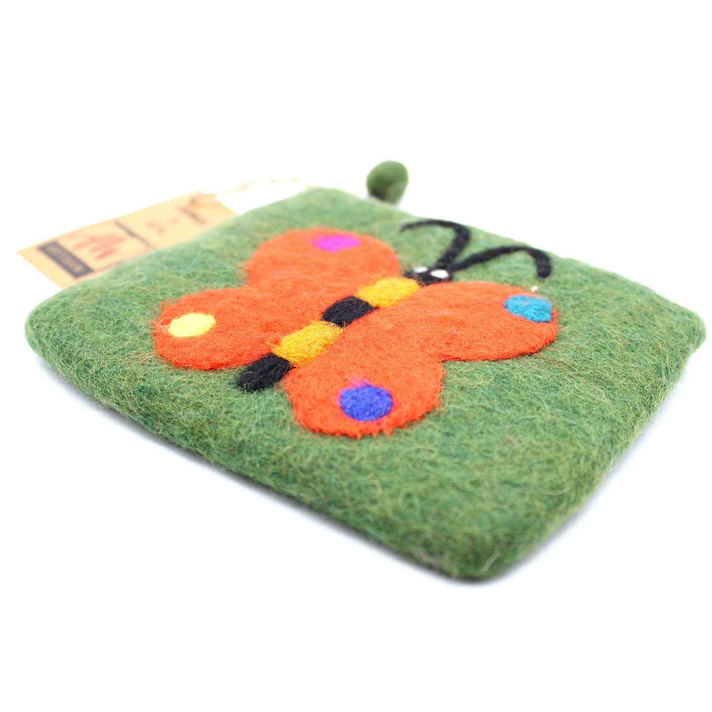 Natural Felt Zipper Pouch - Big Butterfly