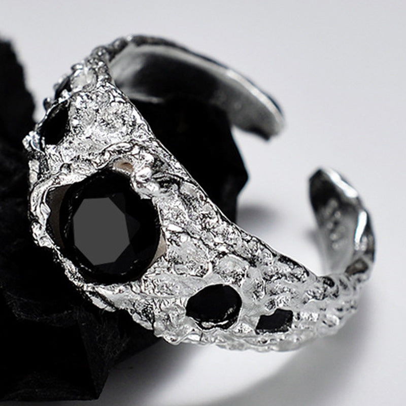 Gemstone Inlaid Zicron Sterling Silver Ring