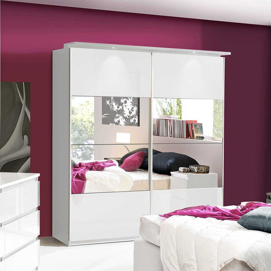 White Gloss Mirrored Sliding Wardrobe