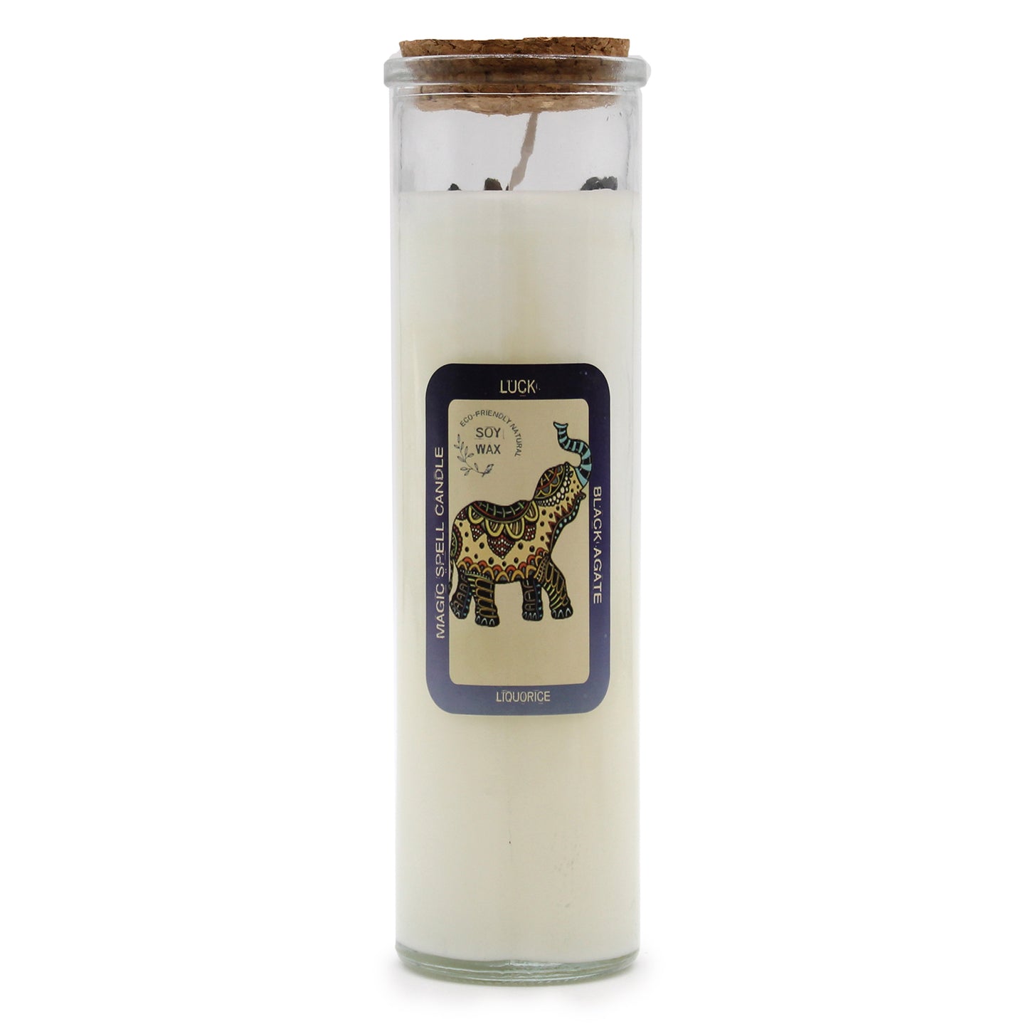 Magic Spell Candle - Luck - Liquorice - Black Agate