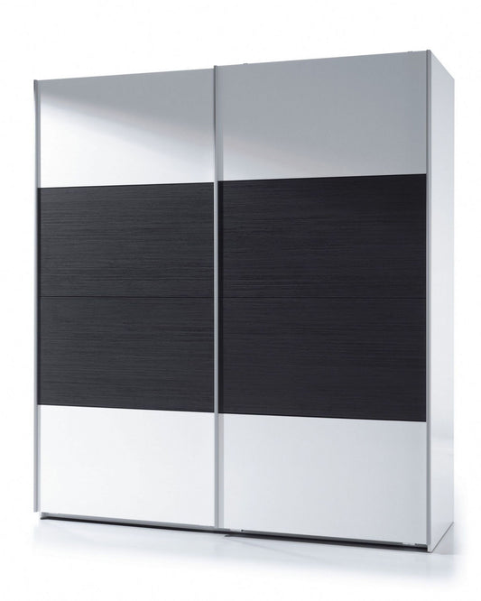 Sliding Wardrobe 180 - Black Wood & White Gloss