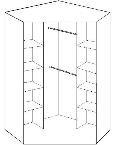 Black Gloss and White 2 Door Corner Wardrobe