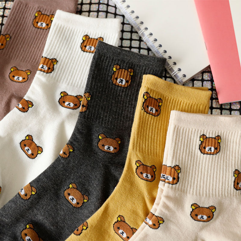 2021 New Cartoon Women&#39;s Breathable Cotton Socks Cute Bear Lovely Animal Pattern Girl Sock Combed  of Pure Cotton Female Socks