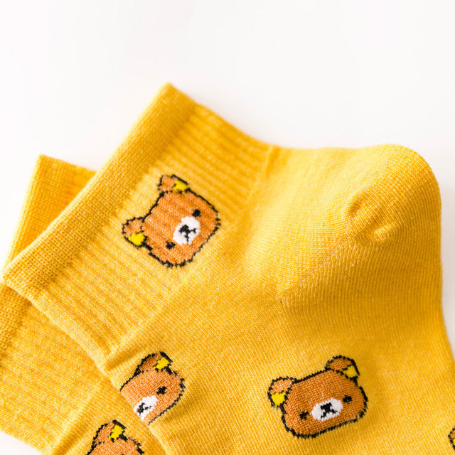 2021 New Cartoon Women&#39;s Breathable Cotton Socks Cute Bear Lovely Animal Pattern Girl Sock Combed  of Pure Cotton Female Socks