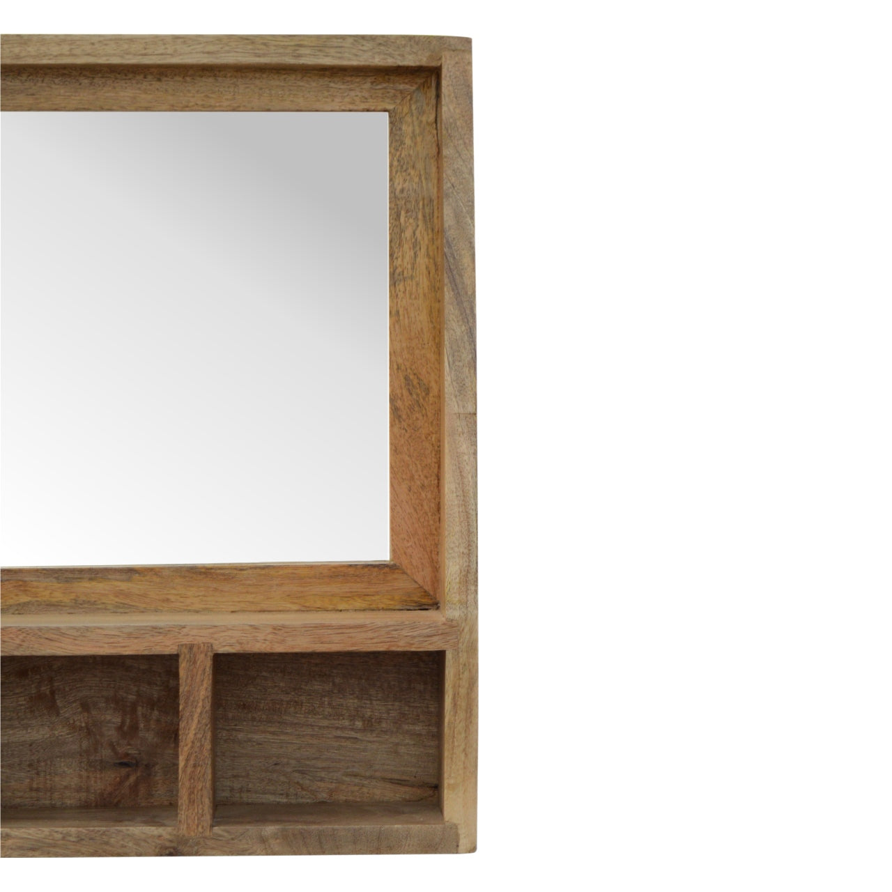 Solid Wood 5 Slot Wall Mounted Unit with Mirror