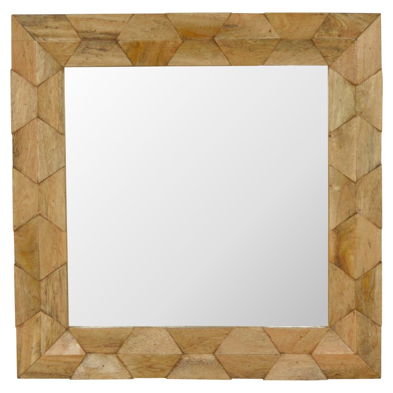 Handmade Pineapple Carved Square Mirror