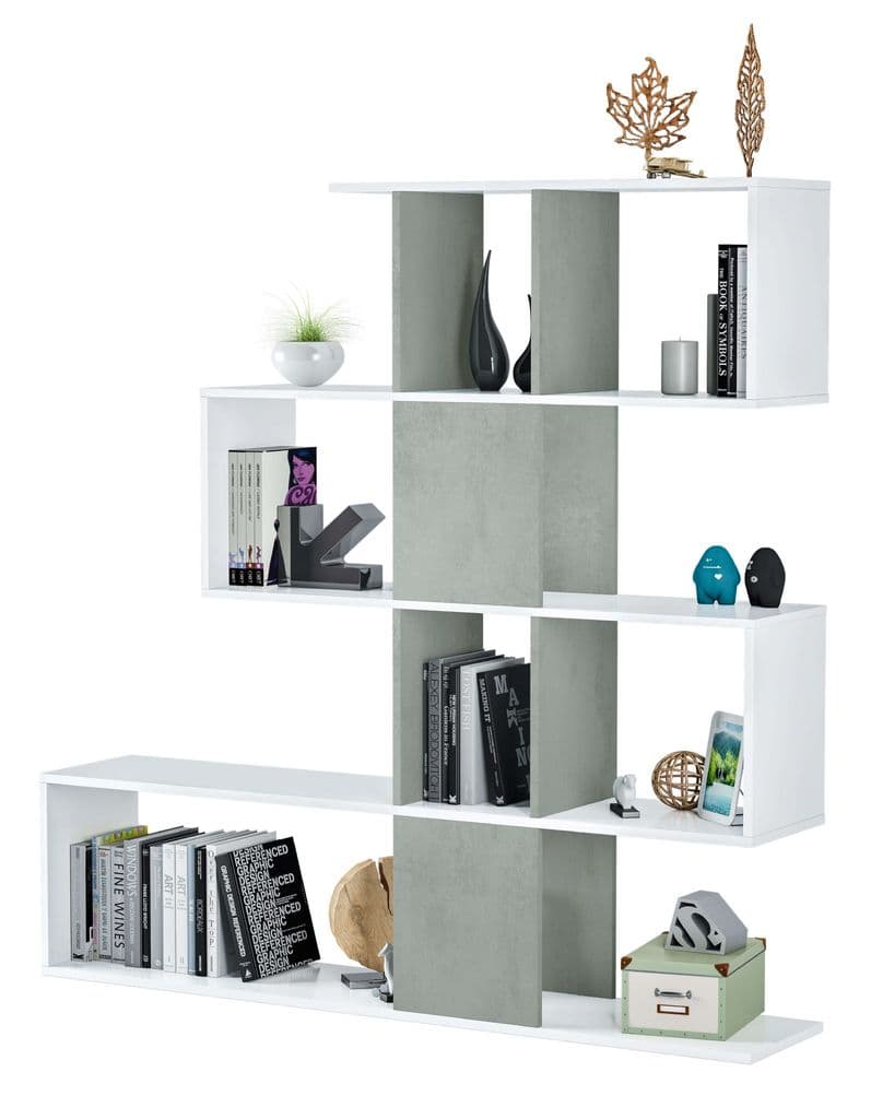 White and Concrete Grey Bookcase