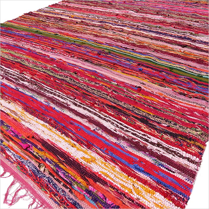 Indian Rag Rug 150 x 90cm Luxury - Red