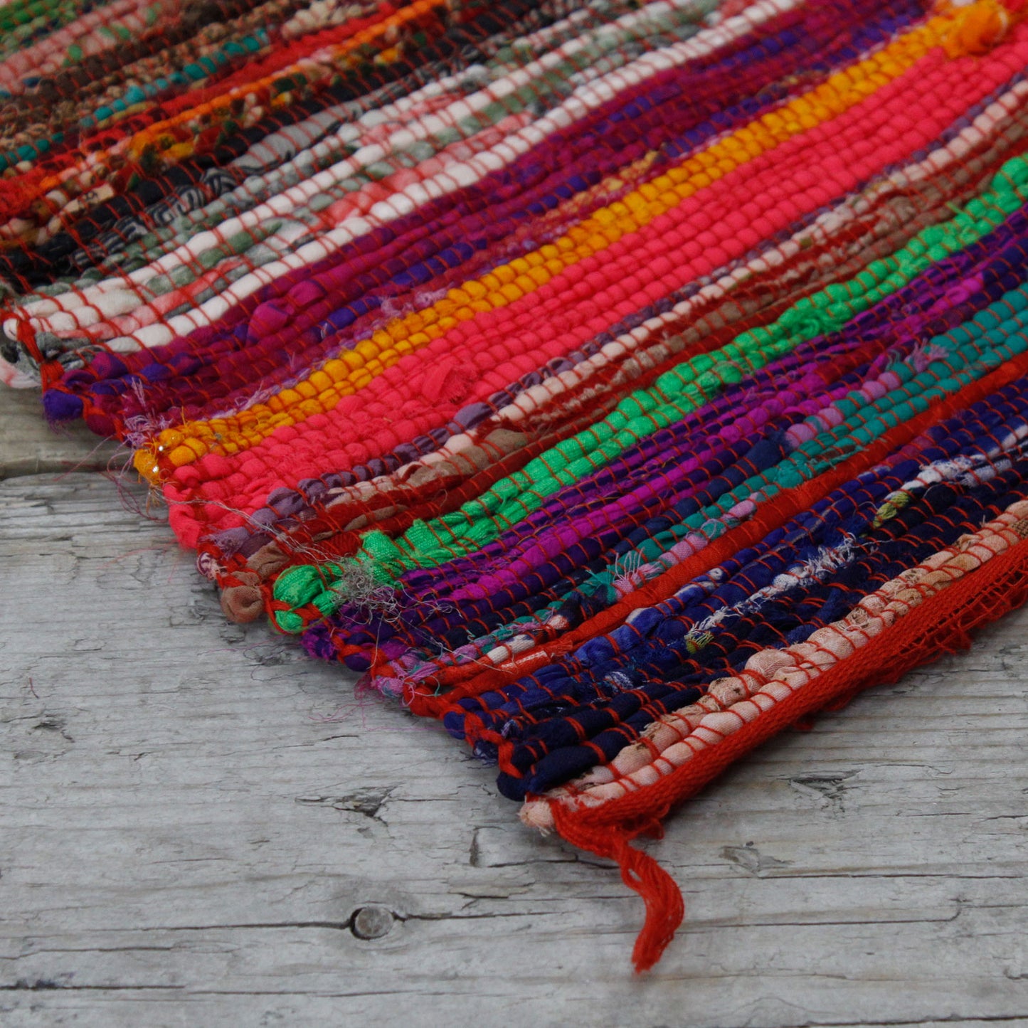 Indian Rag Rug 150 x 90cm Luxury - Red