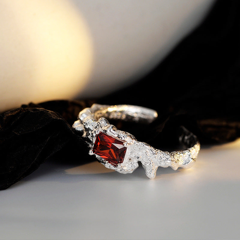 Wrinkle Red Sterling Silver Ring