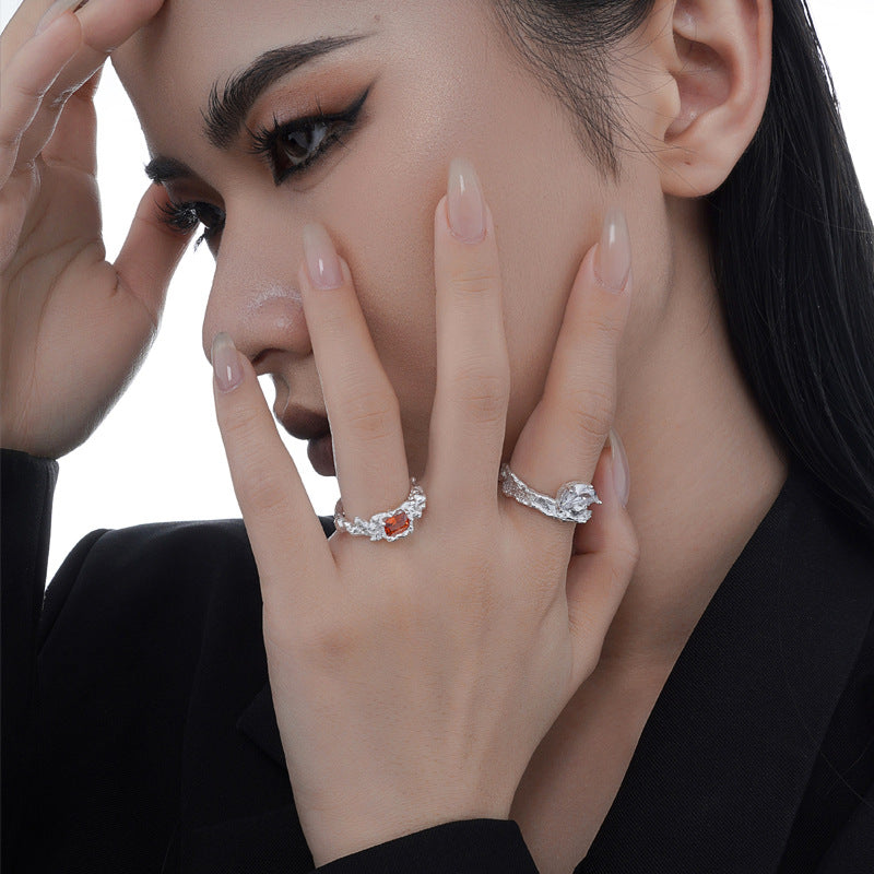 Wrinkle Red Sterling Silver Ring