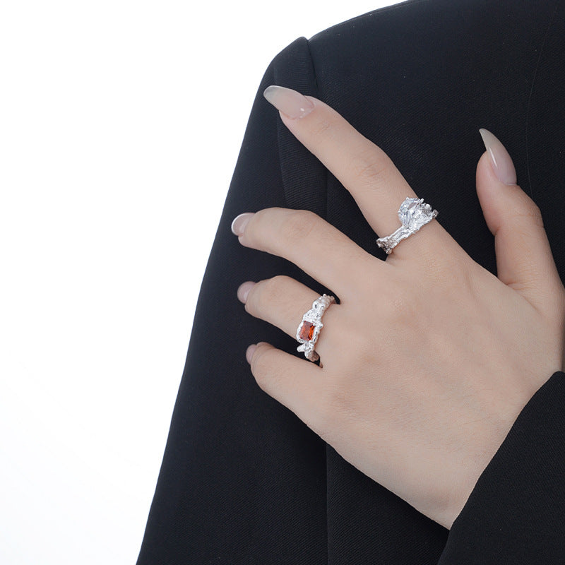 Wrinkle Red Sterling Silver Ring