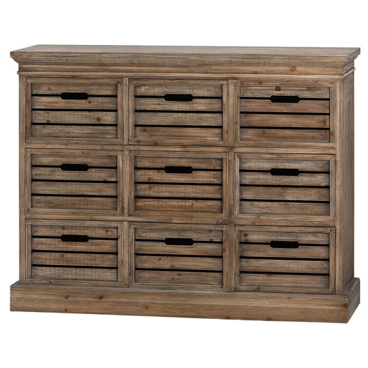 Distressed Pine Nine Drawer Chest Bedroom Home Furniture