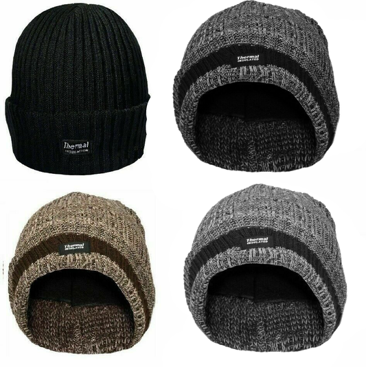 Mens Knitted Thinsulate Warm Winter Wooly Outdoor Chunky Hat Thermal Beanie