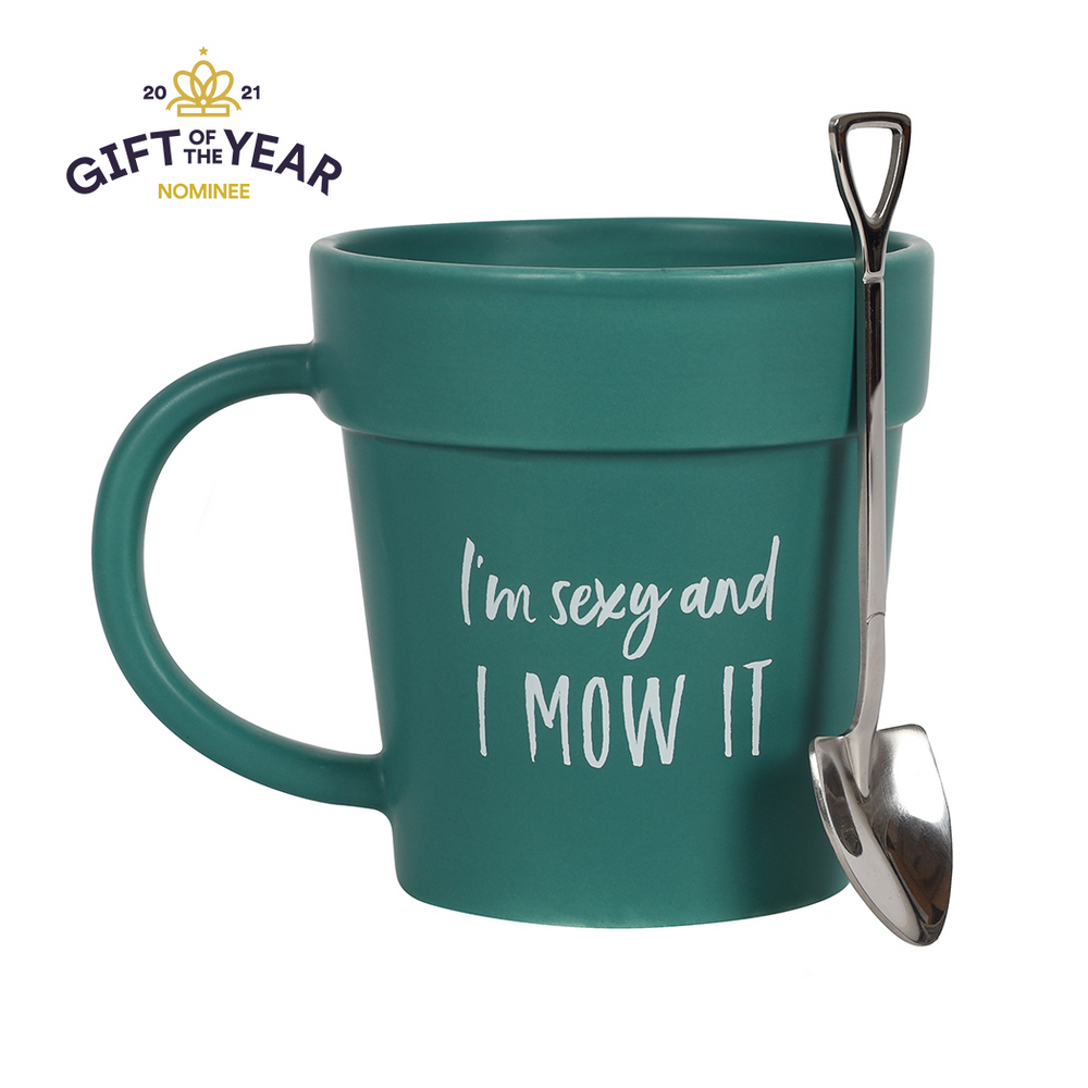 Sexy and I Mow It Pot Mug and Shovel Spoon